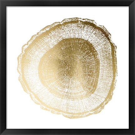 Framed Gold Foil Tree Ring I - Metallic Foil Print
