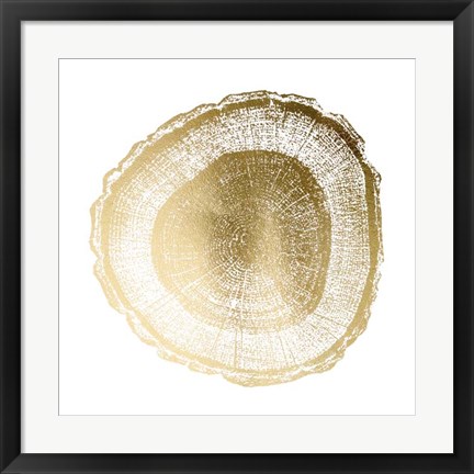 Framed Gold Foil Tree Ring I - Metallic Foil Print