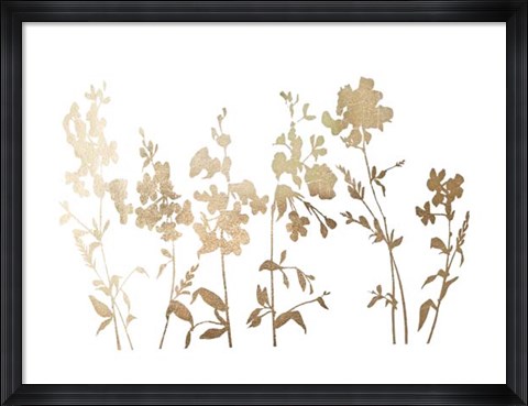 Framed Gold Foil Flower Field - Metallic Foil Print