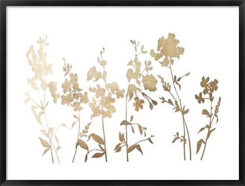 Framed Gold Foil Flower Field - Metallic Foil Print