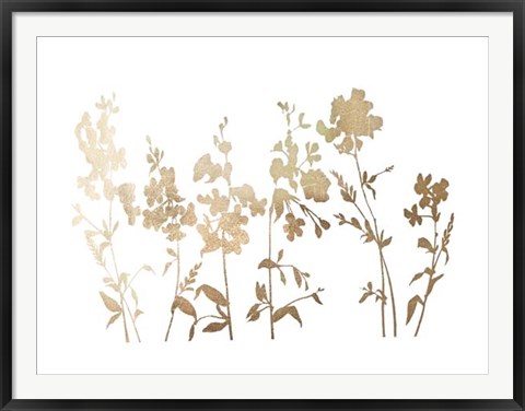 Framed Gold Foil Flower Field - Metallic Foil Print