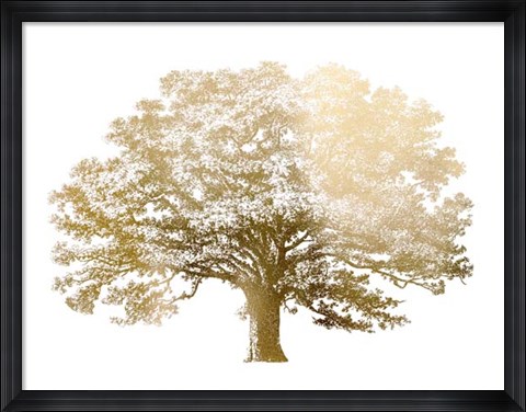 Framed Gold Foil Elephant Tree - Metallic Foil Print