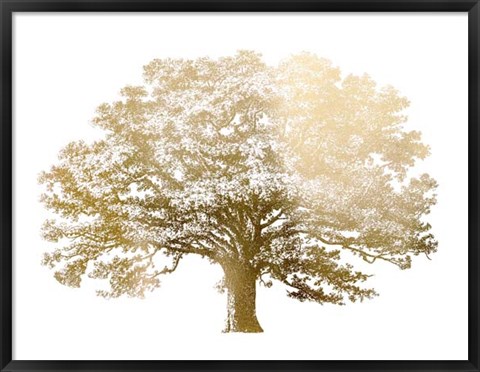 Framed Gold Foil Elephant Tree - Metallic Foil Print