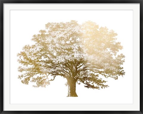 Framed Gold Foil Elephant Tree - Metallic Foil Print