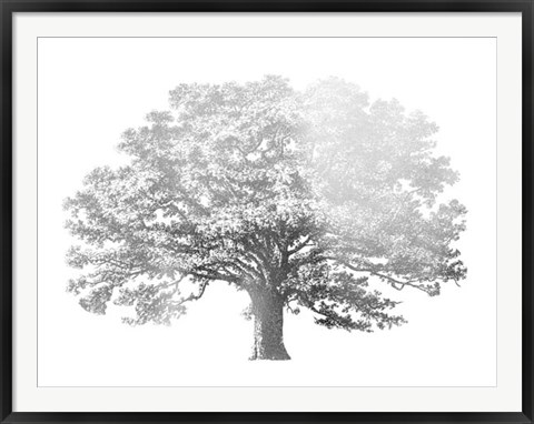 Framed Silver Foil Elephant Tree - Metallic Foil Print