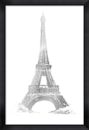 Framed Silver Foil Eiffel Tower - Metallic Foil Print