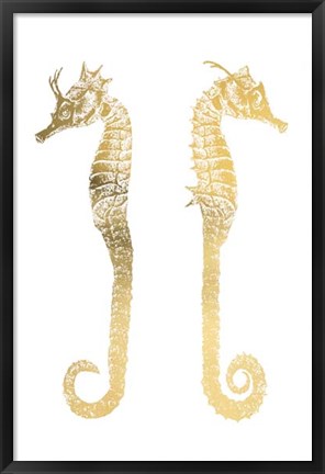 Framed Gold Foil Seahorses - Metallic Foil Print