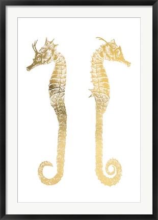 Framed Gold Foil Seahorses - Metallic Foil Print