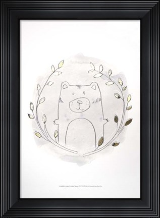 Framed Golden Woodland Vignette IV - Metallic Foil Print