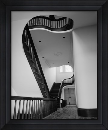 Framed INTERIOR, TRANSVERSE HALL WITH DOUBLE STAIRWAY - City Court House, Court Street and Monument Terrace, Lynchburg Print