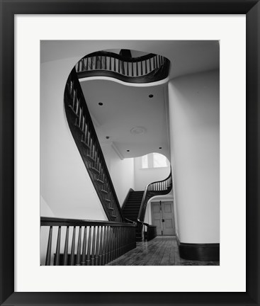 Framed INTERIOR, TRANSVERSE HALL WITH DOUBLE STAIRWAY - City Court House, Court Street and Monument Terrace, Lynchburg Print