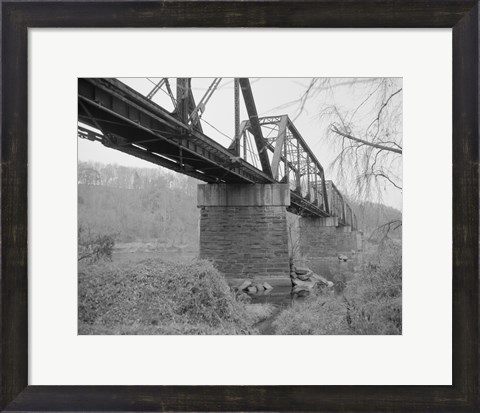 Framed GENERAL VIEW NORTH, SOUTHEAST SIDE FROM SOUTHEAST BANK. - Joshua Falls Bridge, Spanning James River at CSX Railroad, Lynchburg Print