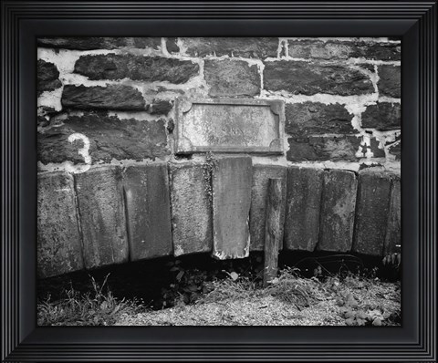 Framed HORIZONTAL VIEW SHOWING KEYSTONE OF ARCH AND INSCRIBED STONE ABOVE - James River and Kanawha Canal Bridge, Ninth Street between Print