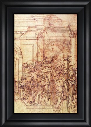 Framed W.29 Sketch of a crowd for a classical scene Print