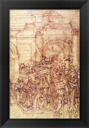 Framed W.29 Sketch of a crowd for a classical scene Print