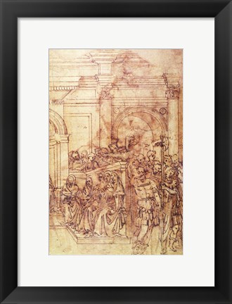 Framed W.29 Sketch of a crowd for a classical scene Print