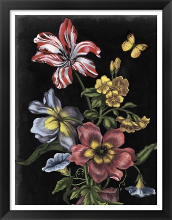 Framed Dark Floral I Print