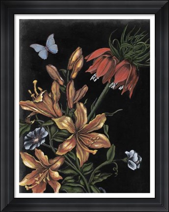 Framed Dark Floral II Print