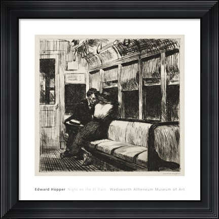 Framed Night on the El Train, 1918 Print