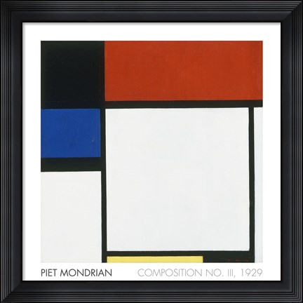 Framed Composition No. III / Fox Trot B with Black, Red, Blue and Yellow, 1929 Print