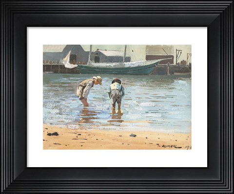 Framed Boys Wading, 1873 Print