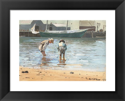 Framed Boys Wading, 1873 Print