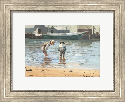 Framed Boys Wading, 1873 Print