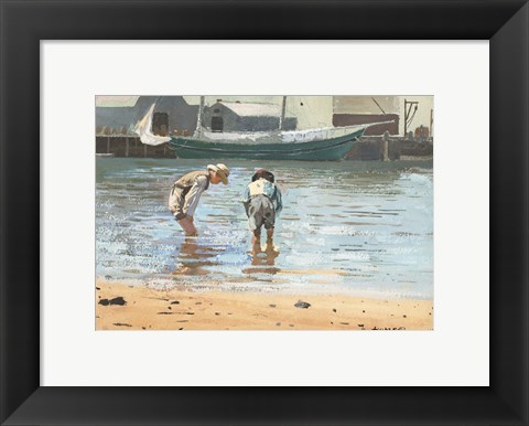 Framed Boys Wading, 1873 Print