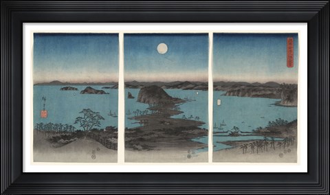Framed Kanazawa in Moonlight, 7th month, 1857 Print
