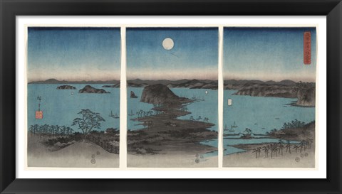 Framed Kanazawa in Moonlight, 7th month, 1857 Print