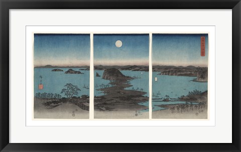 Framed Kanazawa in Moonlight, 7th month, 1857 Print