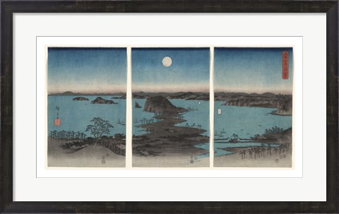 Framed Kanazawa in Moonlight, 7th month, 1857 Print