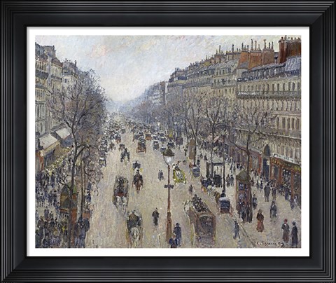Framed Boulevard Montmartre, Morning, Cloudy Weather, 1897 Print