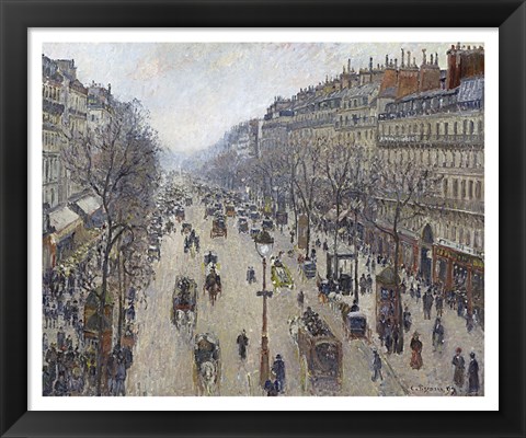 Framed Boulevard Montmartre, Morning, Cloudy Weather, 1897 Print