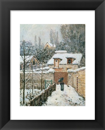 Framed Snow at Louveciennes, 1874 Print