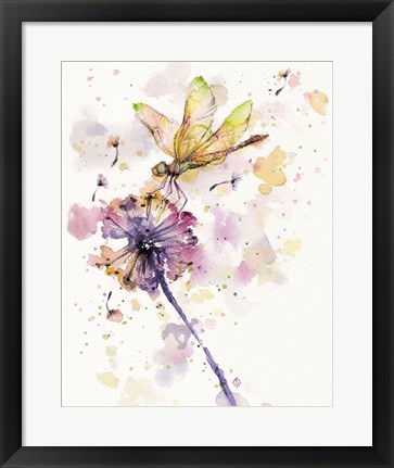 Framed Dragonfly &amp; Dandelion Print