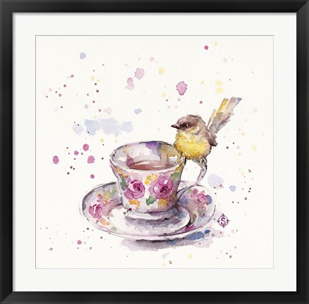 Framed Tea Time (Eastern Yellow Robin) Print