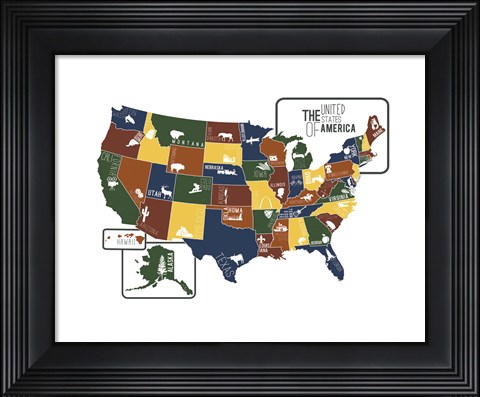 Framed USA Map Print