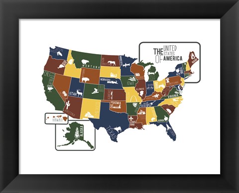 Framed USA Map Print