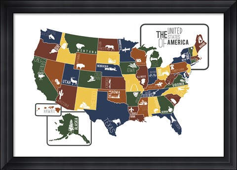 Framed USA Map Print