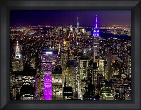 Framed Midtown and Lower Manhattan at Night Print