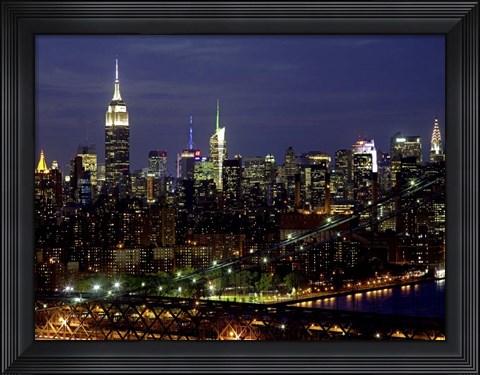 Framed Midtown Manhattan at Night 1 Print