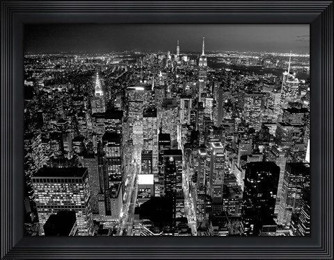 Framed Midtown Manhattan at Night 2 Print