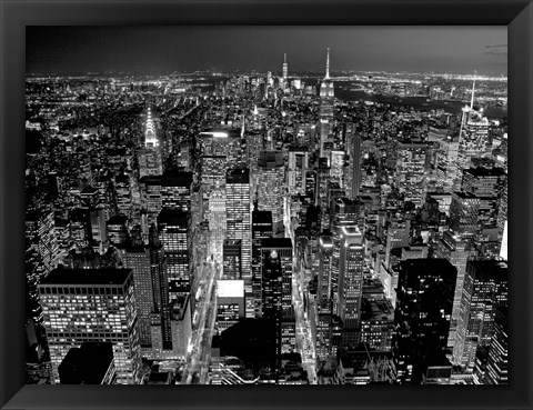 Framed Midtown Manhattan at Night 2 Print