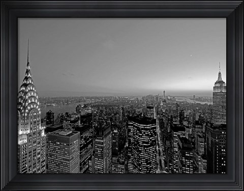 Framed Midtown and Lower Manhattan at dusk Print
