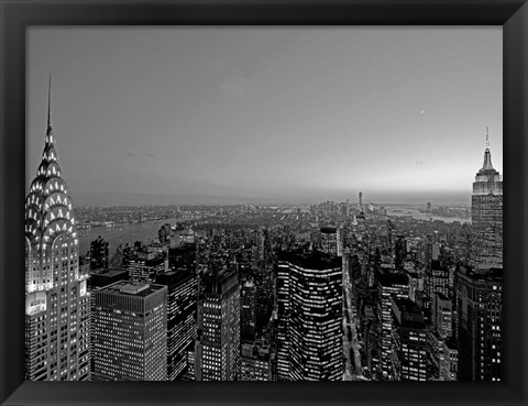 Framed Midtown and Lower Manhattan at dusk Print