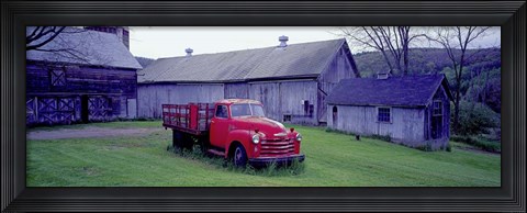 Framed Red Vintage Pickup Print