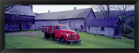 Framed Red Vintage Pickup Print