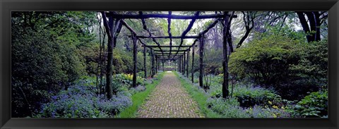 Framed Garden path, Old Westbury Gardens, Long Island Print