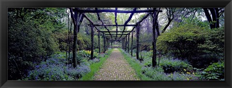 Framed Garden path, Old Westbury Gardens, Long Island Print